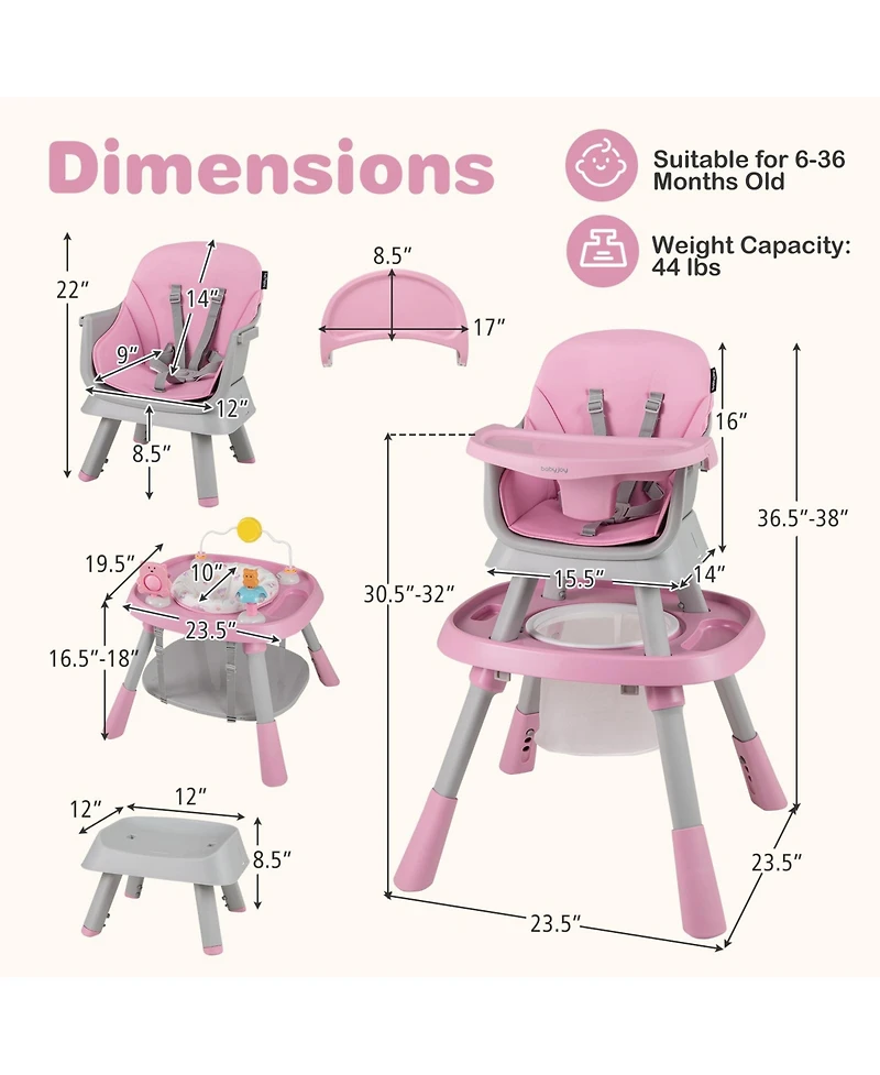 Gymax Baby 16-in-1 High Chair w/ Activity Center Booster Seat Building Block Table