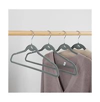 Trio Essentials 30PK Heavy Duty Velvet Hangers with Cascade Hook, 360 Degree Rotatable Hook Grey