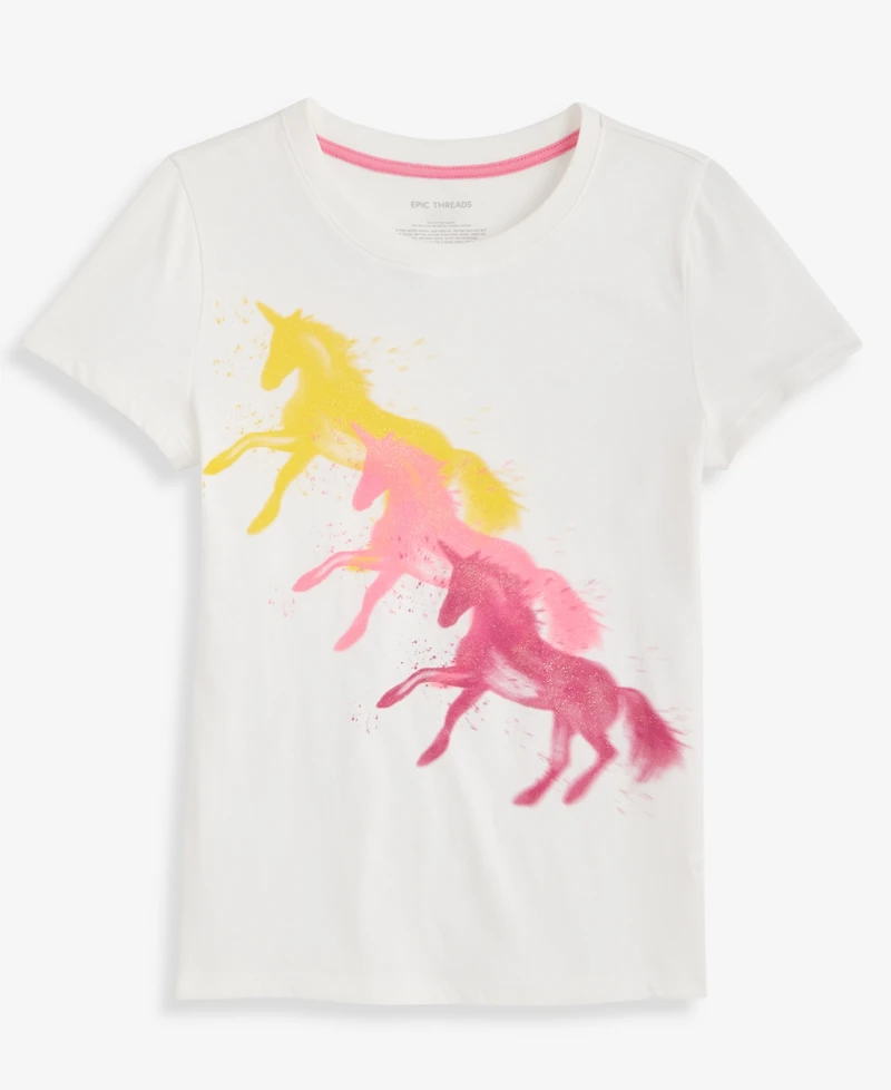 Epic Threads Girls 5-20 Unicorn Graphic Printed Short-Sleeves T-Shirt, Macy's Exclusive