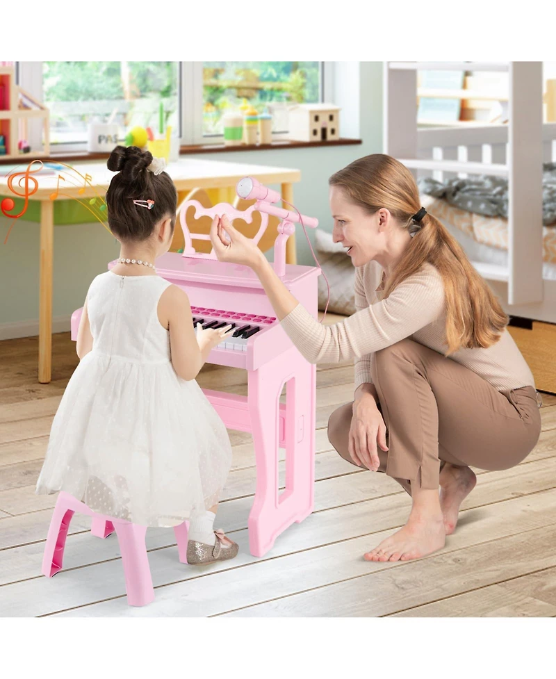 Mecale 37 Keys Music Piano with Microphone Kids Piano Keyboard with Detachable Music Stand