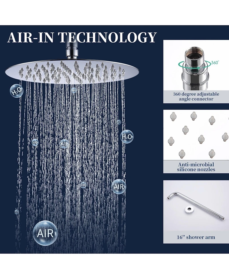 Rainsken Chrome Shower Faucet Combo Set with 10 Inch Rainfall Head & Handheld, Wall-Mounted for Bathroom Renovation and Daily Use,Silver