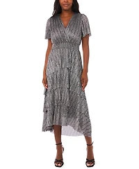 Vince Camuto Women's Metallic Print Tiered Midi Dress