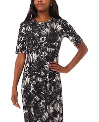 Vince Camuto Women's Printed Elbow-Sleeve Maxi Dress