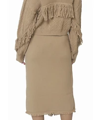 Central Park West Women's Elyse Fringe Assymetrical Midi Skirt