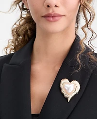I.n.c. International Concepts Imitation Pearl Textured Heart Pin, Macy's Exclusive