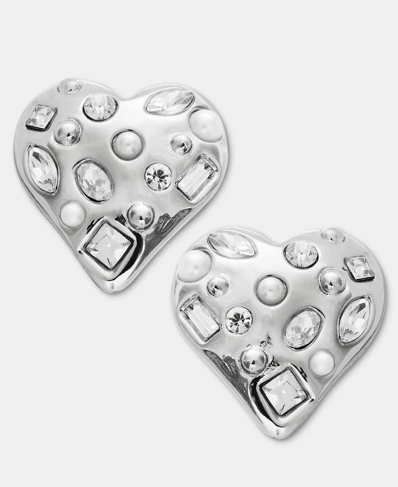 I.n.c. International Concepts Crystal & Imitation Pearl Heart Drop Earrings, Macy's Exclusive