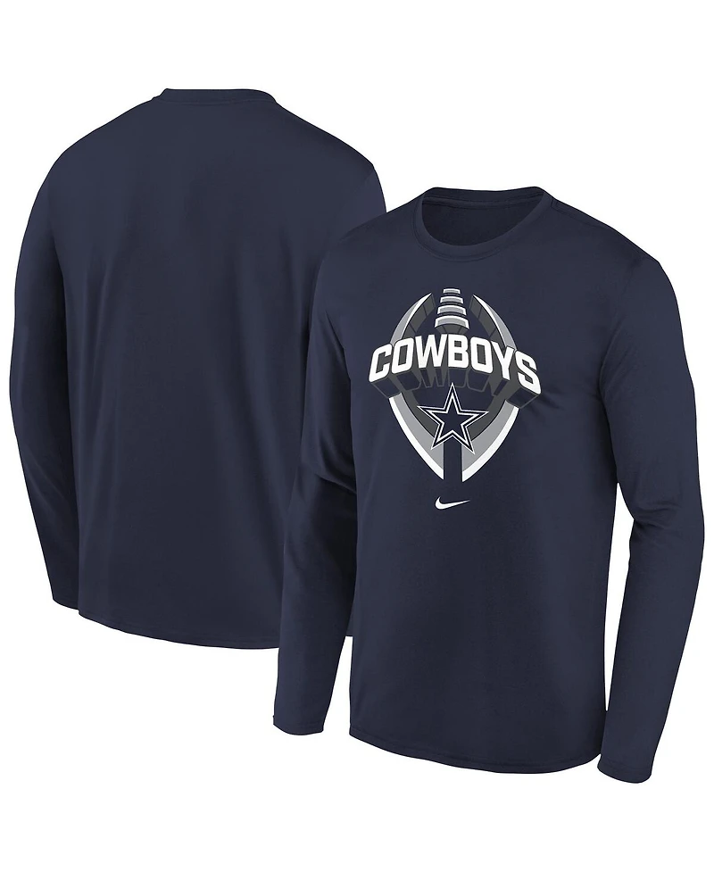 Nike Big Boys and Girls Navy Dallas Cowboys Primetime Legend Icon Long Sleeve Performance T-Shirt