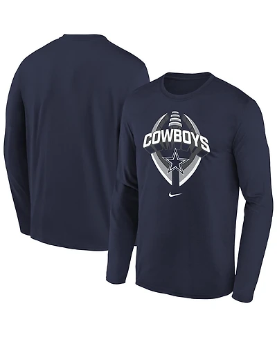 Nike Big Boys and Girls Navy Dallas Cowboys Primetime Legend Icon Long Sleeve Performance T-Shirt