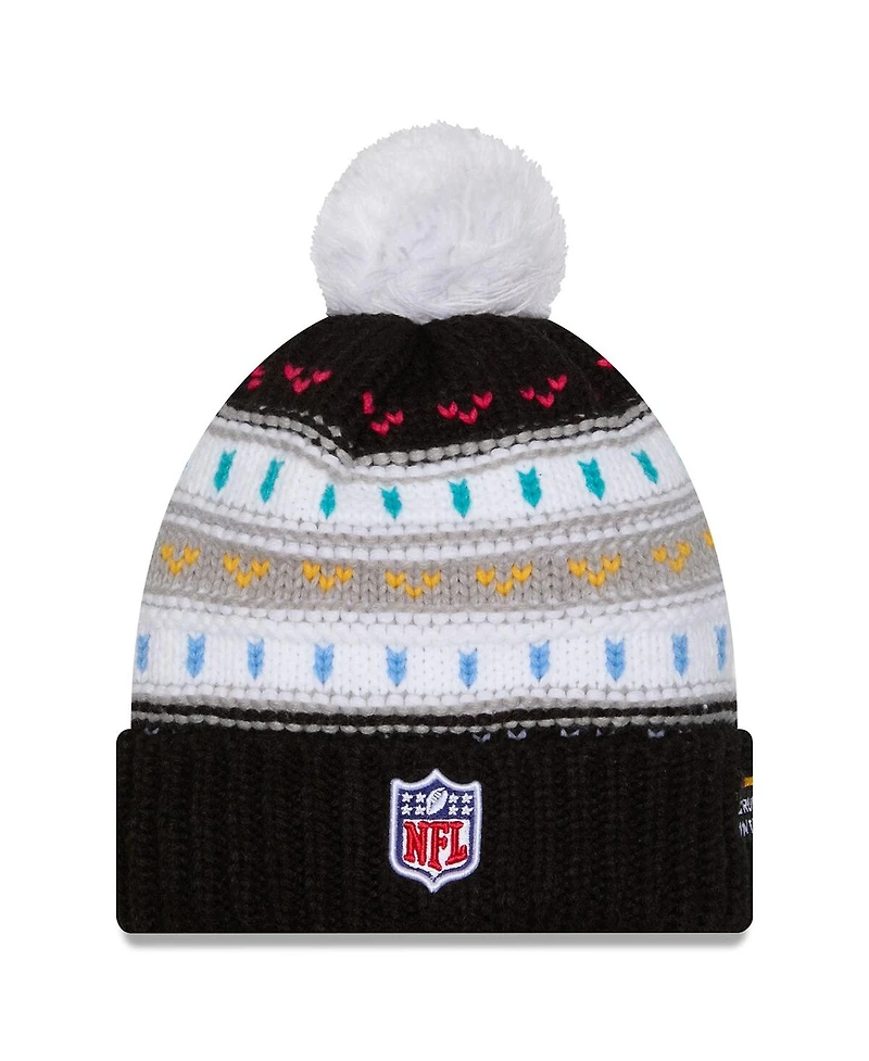 New Era Women's Black Tampa Bay Buccaneers 2025 Nfl Crucial Catch Cuffed Knit with Pom Hat