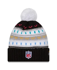 New Era Women's Black Tampa Bay Buccaneers 2025 Nfl Crucial Catch Cuffed Knit with Pom Hat