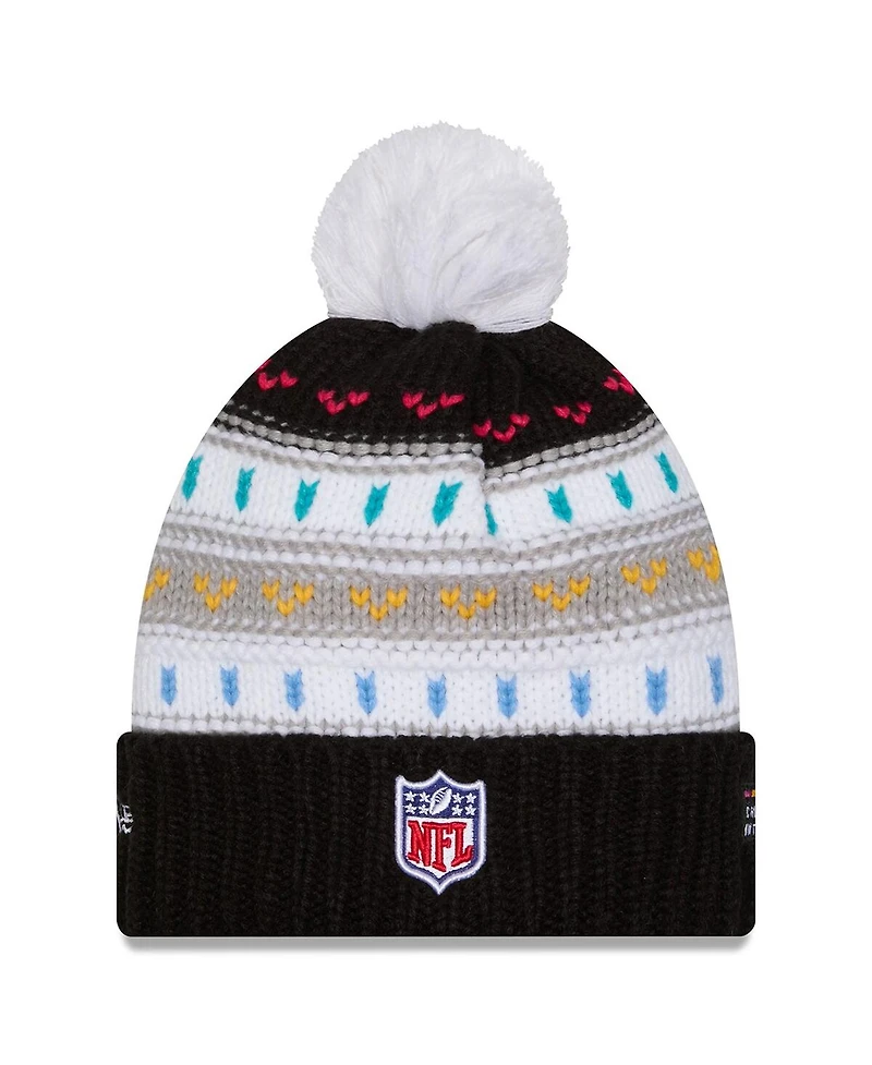 New Era Women's Black New York Jets 2025 Nfl Crucial Catch Cuffed Knit with Pom Hat