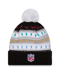 New Era Women's Black Jacksonville Jaguars 2025 Nfl Crucial Catch Cuffed Knit with Pom Hat