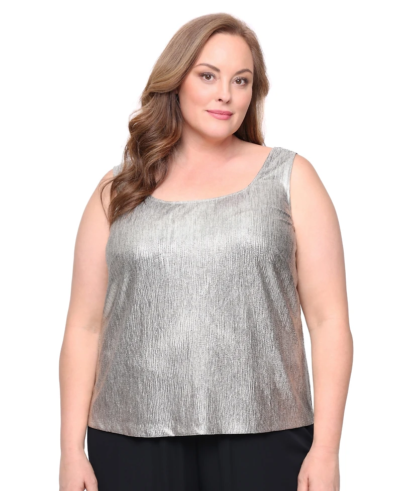 Alex Evenings Women's Plus Foil Knit Twinset