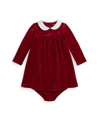 Polo Ralph Lauren Baby Girls 2-Piece Long Sleeve Dress and Bloomer Set