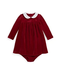 Polo Ralph Lauren Baby Girls 2-Piece Long Sleeve Dress and Bloomer Set