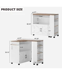 Ironck Kitchen Island with Storage and Power Outlet, White