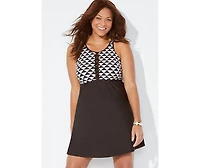 Swimsuits for All Women's Macrame High Neck Swimdress