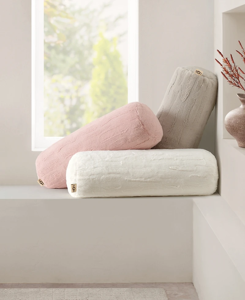 Ugg Valor Carved Faux-Fur Bolster Decorative Pillow, 8" x 26"