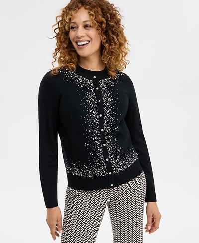 Jm Collection Women's Embellished Border Party Cardigan, Macy's Exclusive