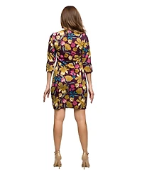 24seven Comfort Apparel Women's Plum Floral Sheath Dress