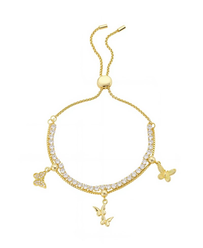 Unwritten Cubic Zirconia Butterfly Charm Bolo Bracelet
