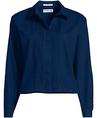 Lands' End Women's Boxy Cropped No Iron Pintuck Shirt