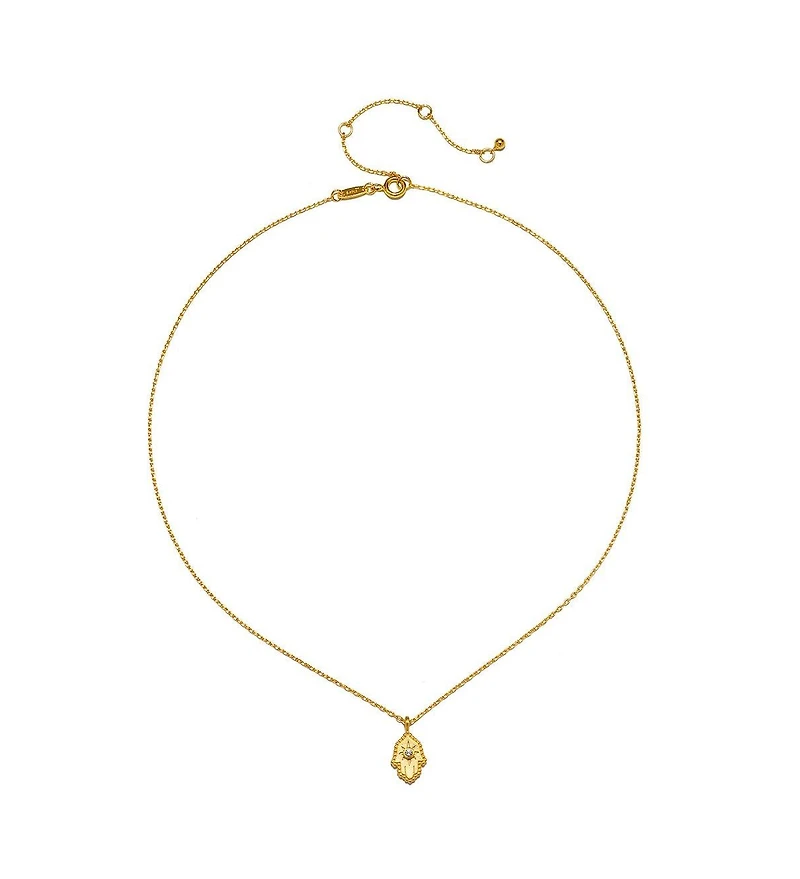 Satya Jewelry Protective Hand White Topaz Hamsa Necklace