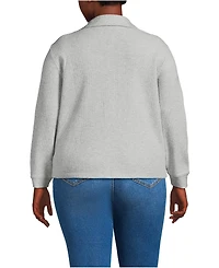 Lands' End Women's Plus Long Sleeve Waffle Collared Shacket