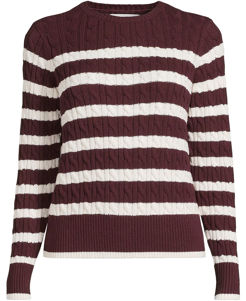 Lands' End Women's Petite Drifter Modern Cable Crew Sweater