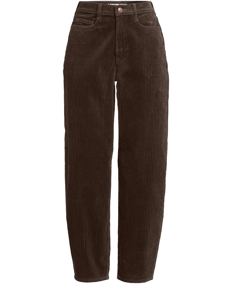 Lands' End Women's Petite Corduroy High Rise Barrel Leg Ankle Pants