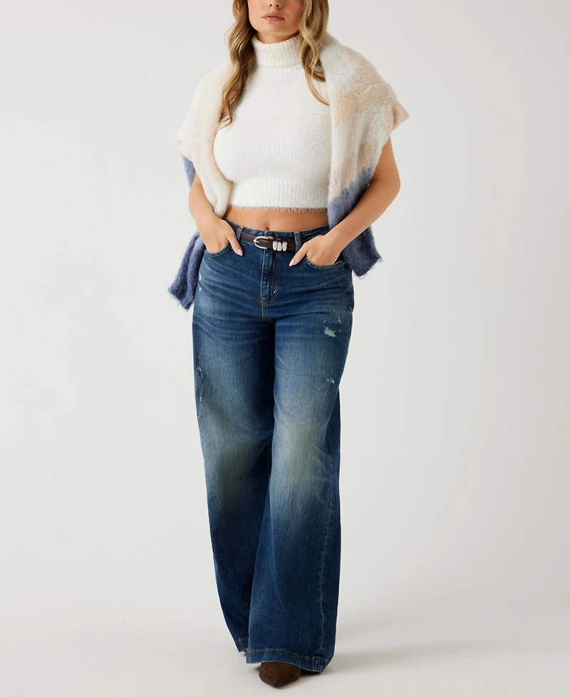 Guess Women's Mei Turtleneck Cropped Sweater Top