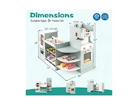Akiudex Kids Wooden Grocery Store Playset with Cafe Playing and Vending Machine