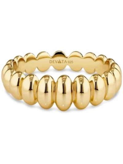 Devata Puffy Ribbed Ring In Gold Plated Sterling Silver Size 9