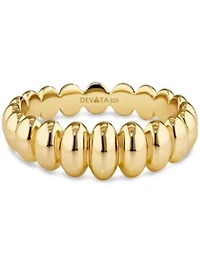 Devata Puffy Ribbed Ring In Gold Plated Sterling Silver Size 9