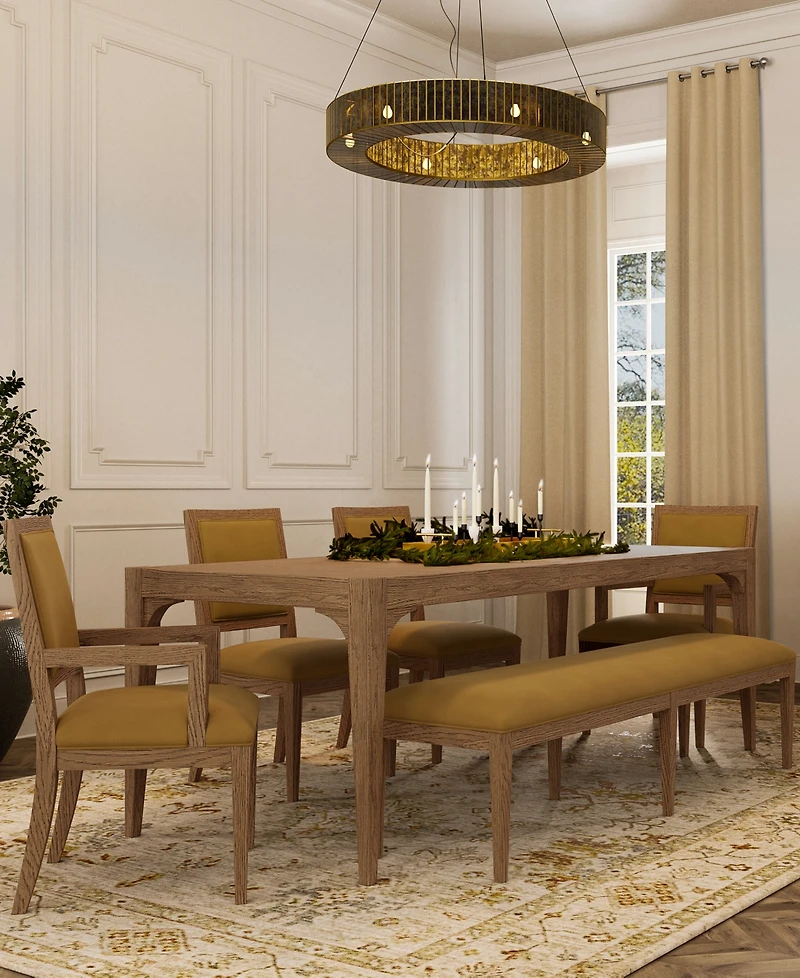 Everleigh Dining 6-Pc. Set (Table, 2 Upholstered Back Side Chair, 2 Upholstered Back Arm Chair & Bench)
