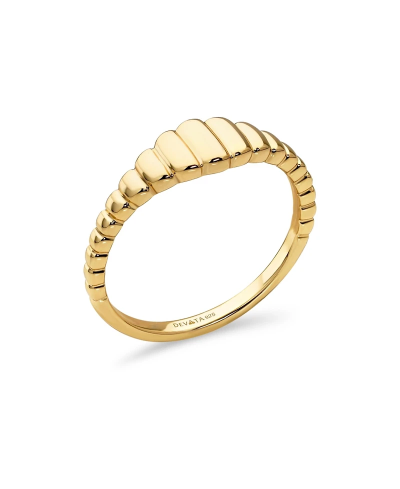 Devata Ribbed Ring Gold Plated Sterling Silver, 9