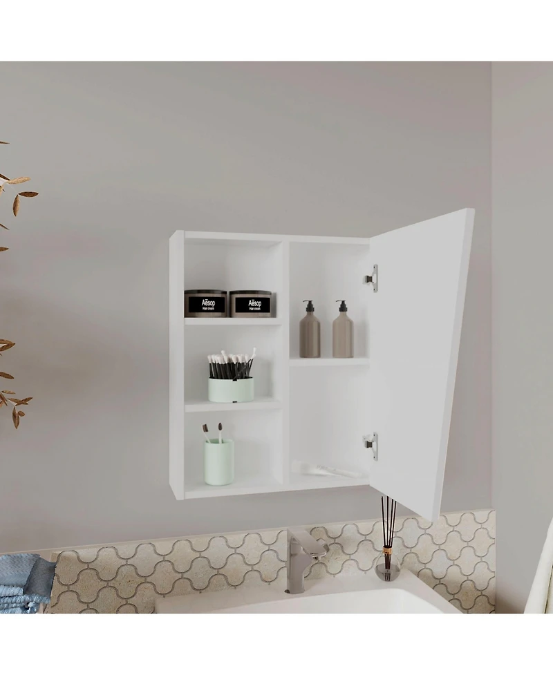 Depot E-Shop Piney Medicine Cabinet, 1 Door, 5 Shelves, 1 Mirror, White
