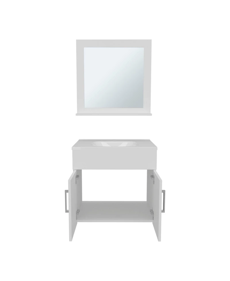 Depot E-Shop Jette Bathroom Set, Vanity Sink + Mirror, 2 Doors, 1 Shelf, White