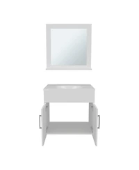 Depot E-Shop Jette Bathroom Set, Vanity Sink + Mirror, 2 Doors, 1 Shelf, White