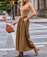 Cupshe Women's Strapless Flowy Maxi Beach Dress