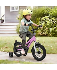 Adjustable Kids Bike with Basket and Training Wheels