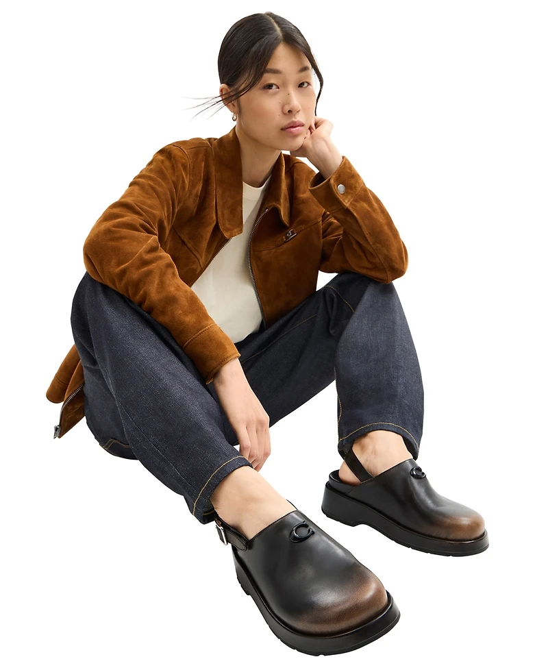 Coach Women's Sculpted C Loved Leather Platform Clogs