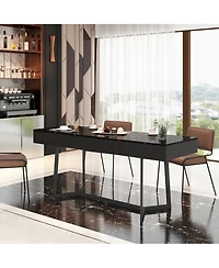 Lovmor Modern Black 70.87" Computer Desk, Study & Work Desk, Y-Shaped Metal Legs