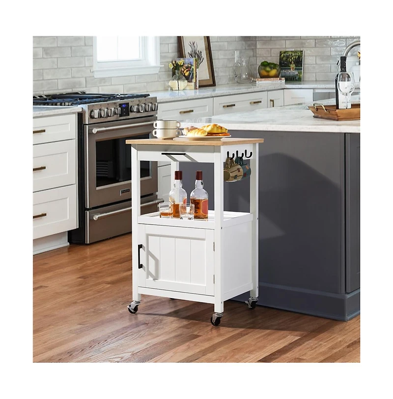 Yaheetech 35" H Kitchen Island Cart Storage Rolling Kitchen Cart