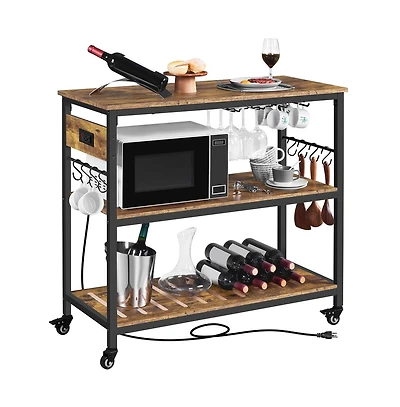 Yaheetech 36.5" H Kitchen Island Cart with Charge Station