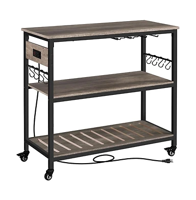 Yaheetech 36.5" H Kitchen Island Cart with Charge Station