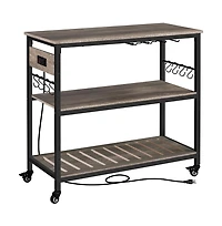 Yaheetech 36.5" H Kitchen Island Cart with Charge Station
