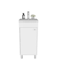Depot E-Shop Valdez Bathroom Vanity, 1 Door, 4 Legs, 2 Shelves, White