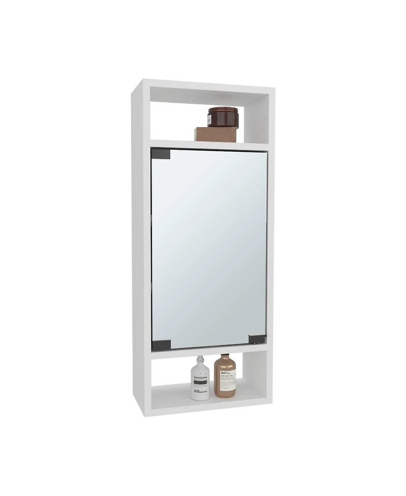 Depot E-Shop Sayre Medicine Cabinet, 1 Door, 5 Shelves, 1 Mirror, White