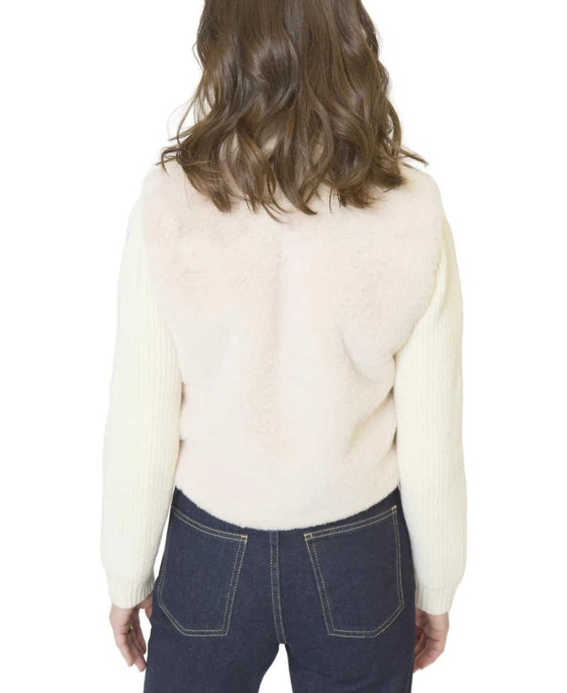 Central Park West Women's Gia Cropped Fur Sweater